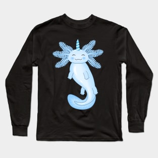 Blue Unicorn Axolotl Long Sleeve T-Shirt